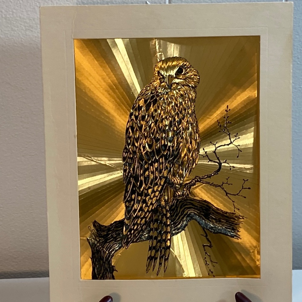 Dufex Gold Foil Print, Gold & Black. Gyr Falcon